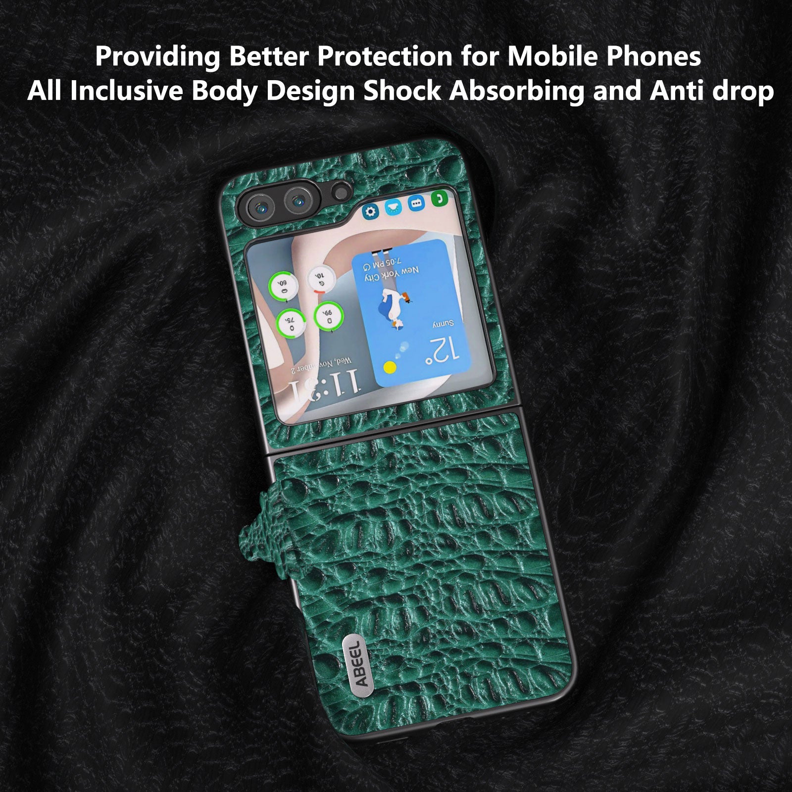 ABEEL Pro Samsung Galaxy Z Flip5 5G Pouzdro na PC telefon z pravé hovězí kůže s texturou protiskluzový kryt ABEEL Pro Samsung Galaxy Z Flip5 5G Pouzdro na PC telefon z pravé hovězí kůže s texturou protiskluzový kryt